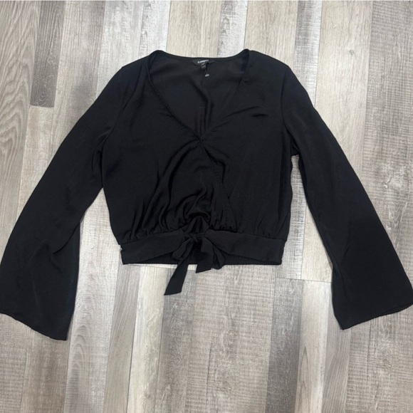 Express bell sleeve tie waist chiffon boho crop top ❤️ - Picture 2 of 6